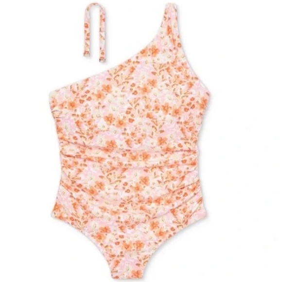 Kona Sol Floral Women's One Shoulder High Coverage One Piece Swimsuit 22W - Picture 3 of 12